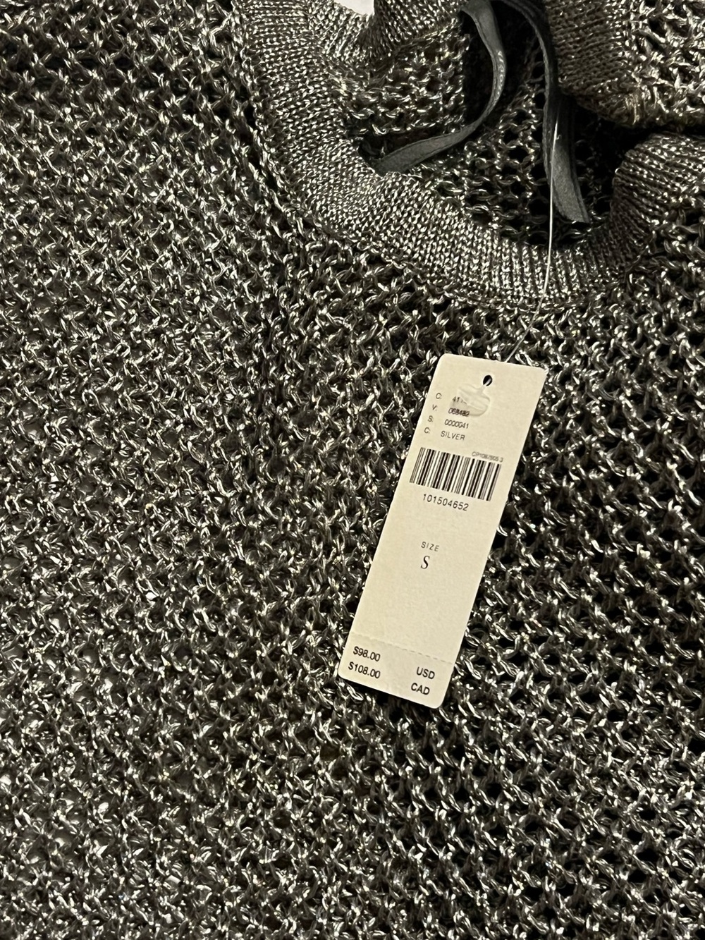 Anthropologie Metallic Mesh Knit Tank Top - Silver - Picture 4 of 4